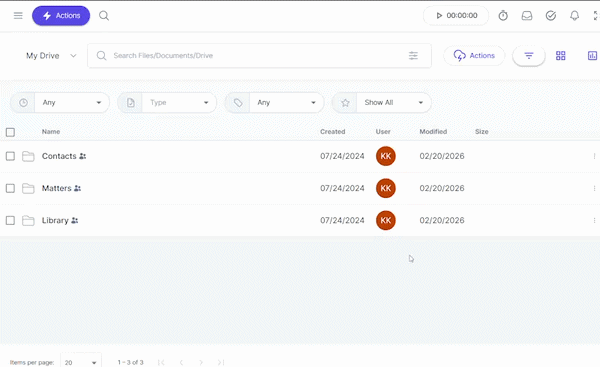 Storing and managing documents in LollyLaw's document management system, LollyDrive